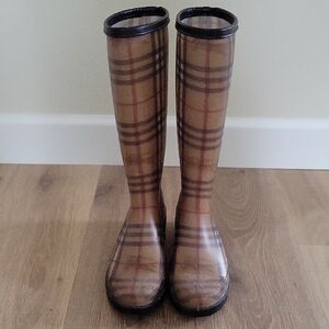 Burberry Plaid Knee-High Rain Boots